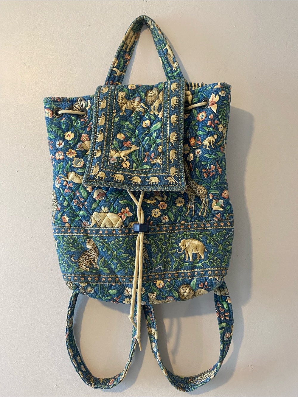 Vera Bradley Animal Kingdom Retired Backpack Bag Vintage Quilted Elephant Floral